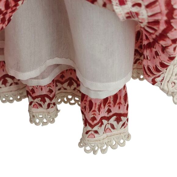 Alicia Bell Paisley Floral Tiered Peasant Dress Size Small Beaded Tassels Boho - Picture 11 of 13